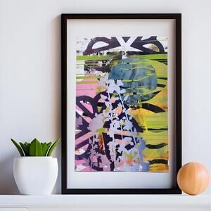 The 'Tabaldak' Handmade Floral/Abstract Monoprint Poster. 13 x 19" Multi-Color
